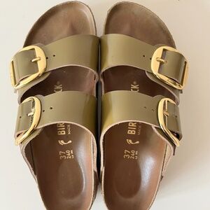 Birkenstocks Arizona Big Buckle Green Leather Patent - SZ 37/7